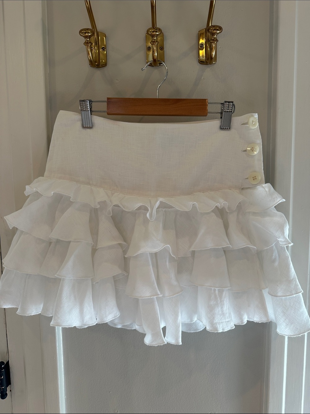 ISLAND COMPANY White Linen Rum Flirt Skirt (Sz 0)